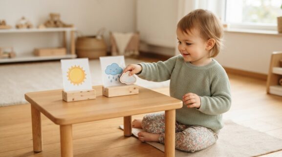 Weather Activity Cards for 2 Years printable learning activity for a 2-year-old