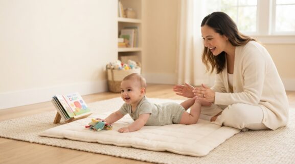 What to Teach and Practice With 4–6 Months Children learning activity for a 4–6 month old baby