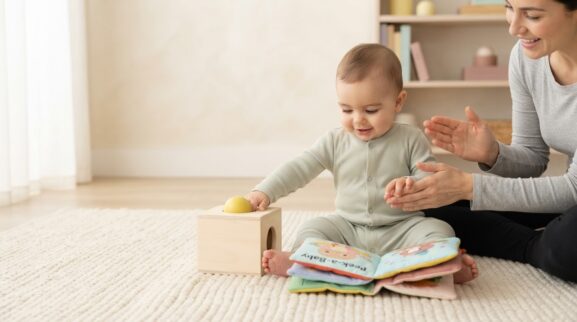 What to Teach and Practice With 7–9 Months Children learning activity for a 7–9 month old baby