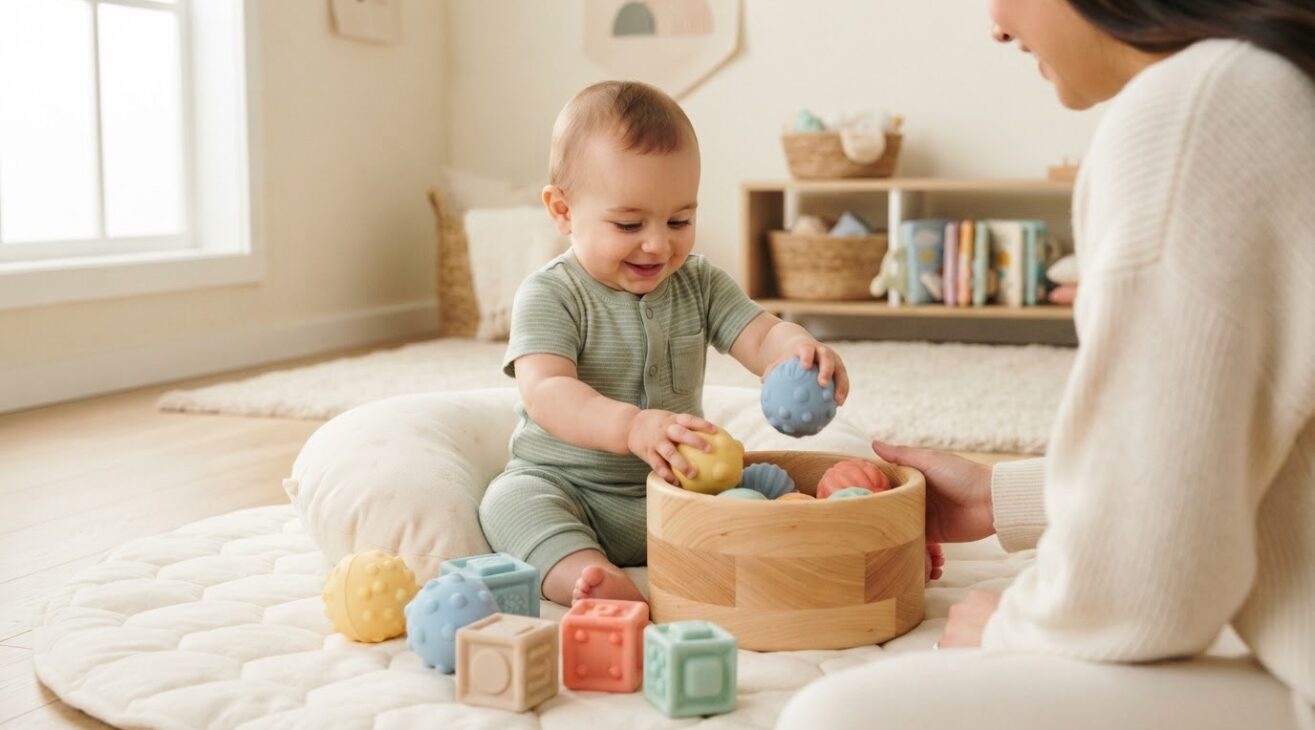 Put In / Take Out with an Art-and-Motor Activity for 7-9-Month-Old Babies