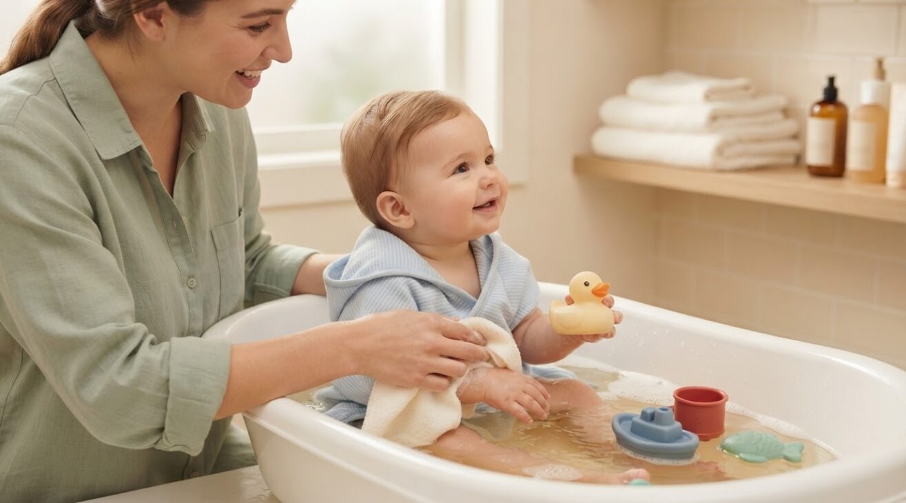 First Words with a Bath-Time Talk Routine for 10-11-Month-Old Babies