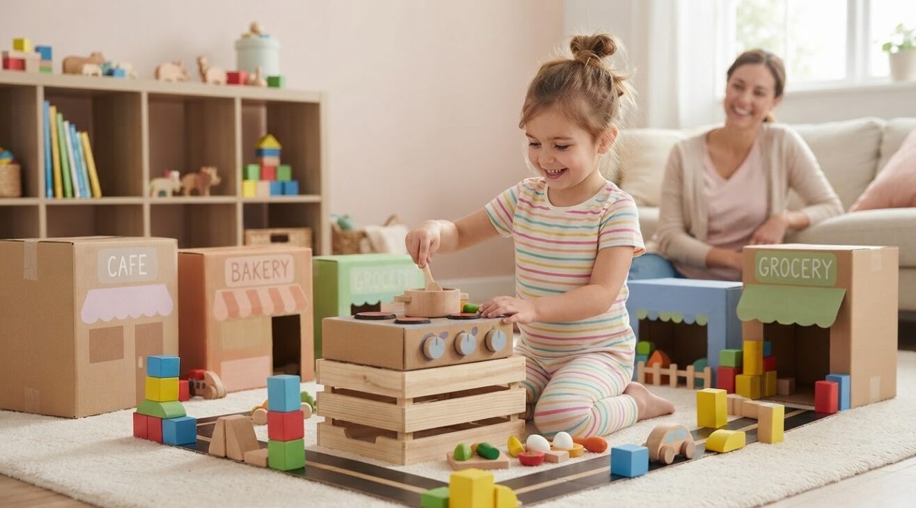 Pretend Kitchen & Food with a Build a Tiny Town for 5-Year-Old Children