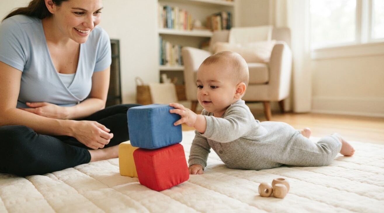 Cause & Effect with a Build-It-Another-Way for 4-6-Month-Old Babies