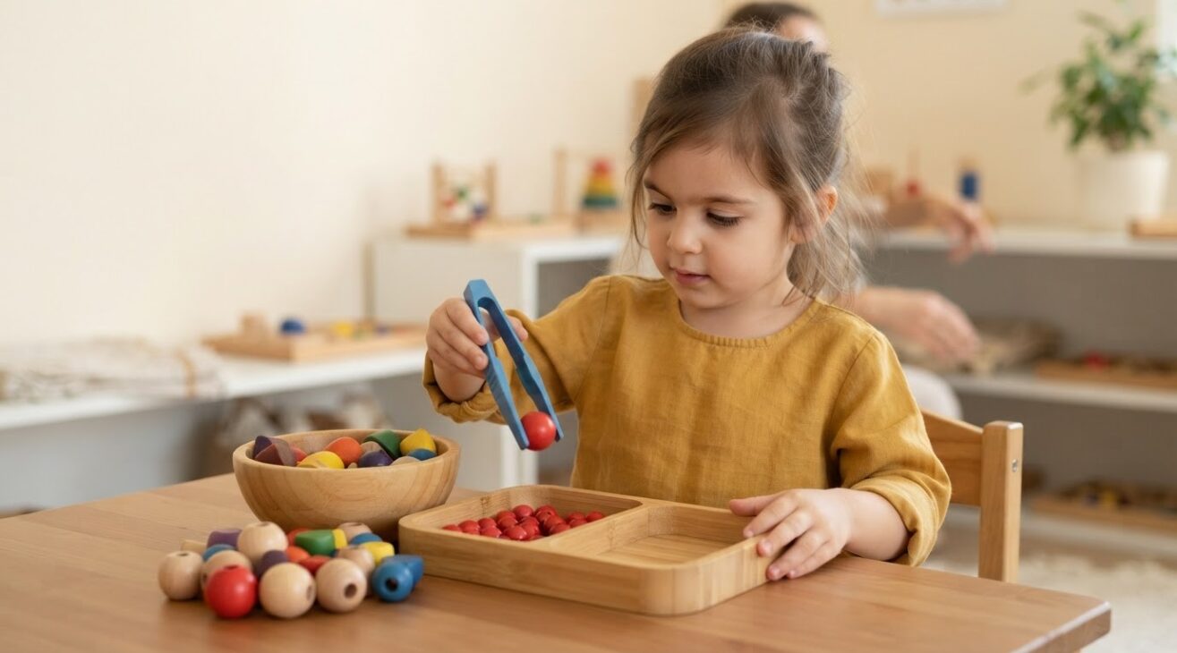 Tongs / Tweezers with a Container Play for 4-Year-Old Preschoolers