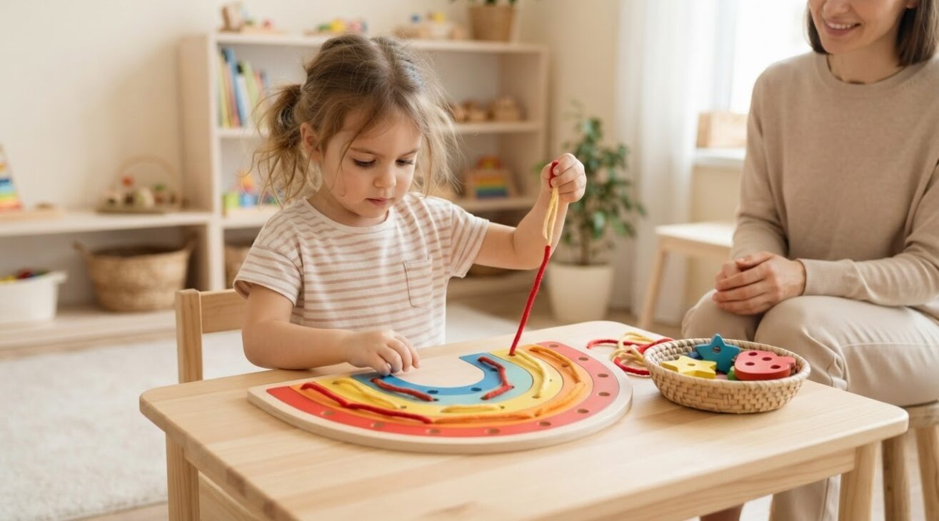 Lacing & Threading with a Make-and-Do Activity for 5-Year-Old Children