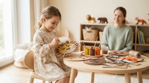 Open-Ended Art Invitation animal pretend play activity with a 5-year-old child