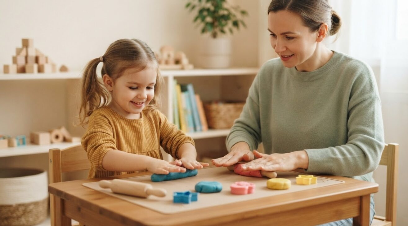 Play Dough & Molding with a Parent-Child Motor Challenge for 4-Year-Old Preschoolers
