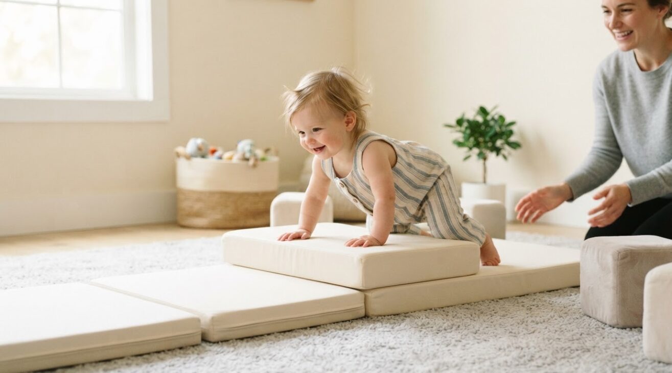 Action Movements with a Pillow Path for 10-11-Month-Old Babies