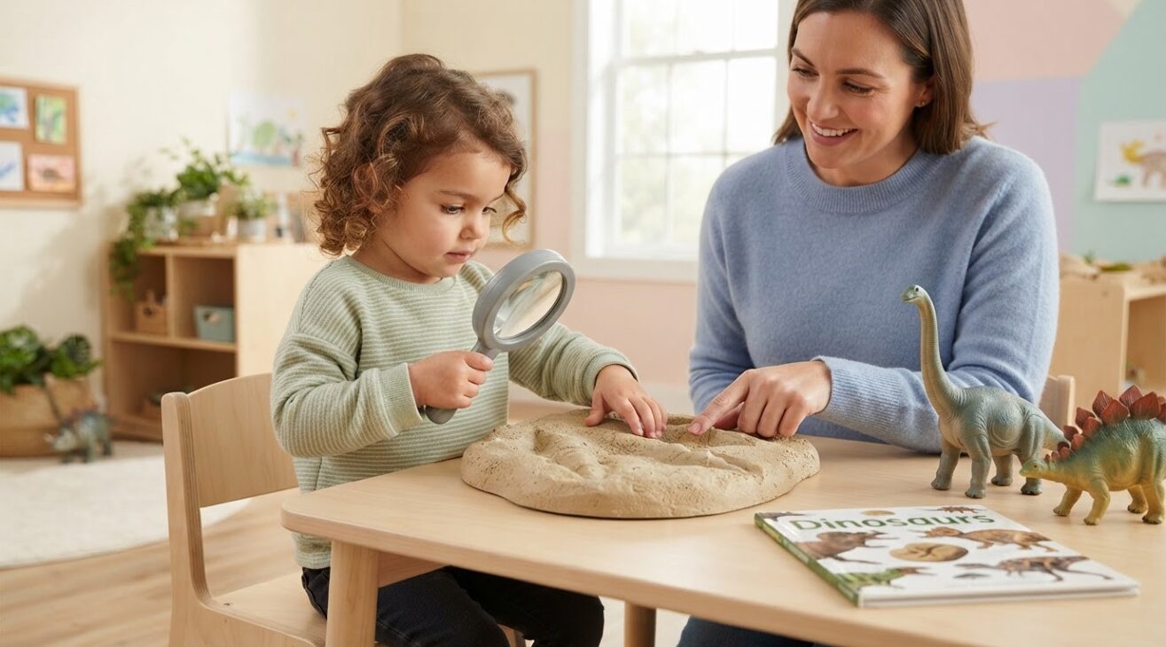 Dinosaurs & Fossils with a Question-of-the-Day for 3-Year-Old Preschoolers