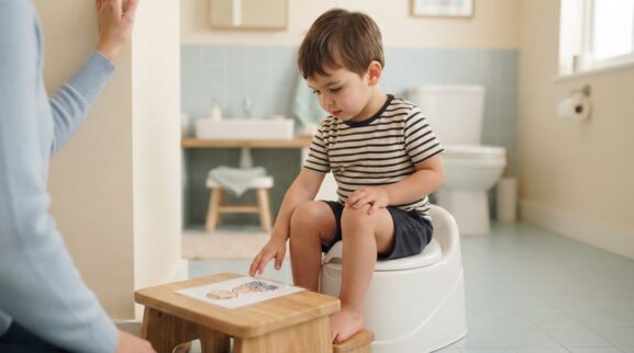 Simple Visual Cue toilet learning words & routine activity with a 3-year-old preschooler