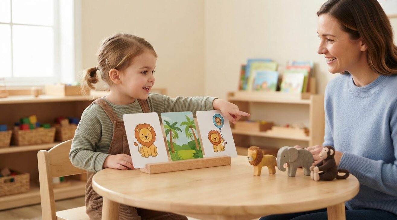 Animal Pretend Play with a Story From Three Pictures for 4-Year-Old Preschoolers