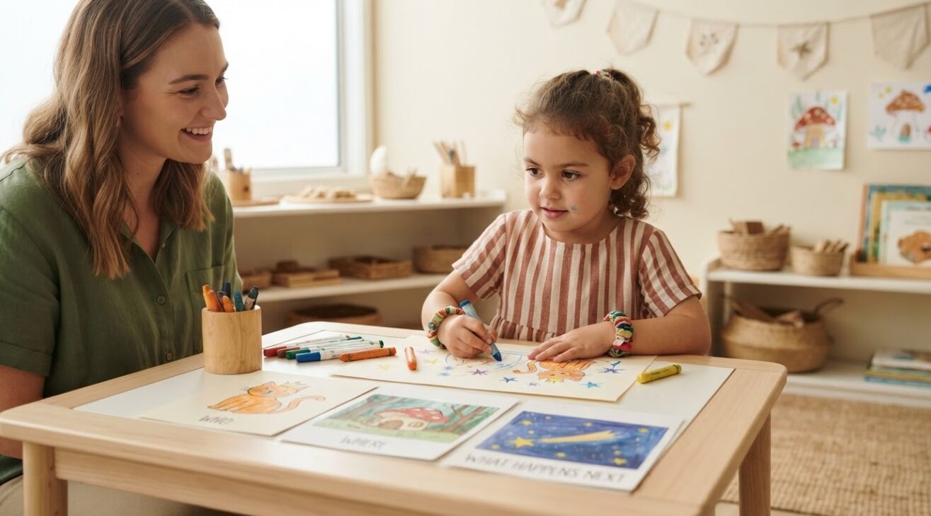 Open-Ended Art with a Story From Three Pictures for 4-Year-Old Preschoolers