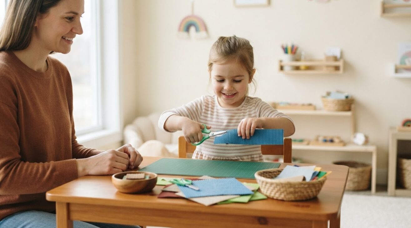 Cutting & Paper Skills with a Texture-and-Touch Play for 4-Year-Old Preschoolers