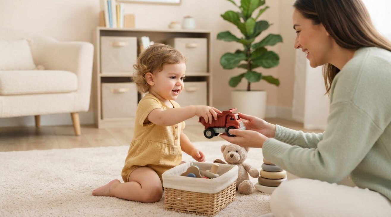 Action Words with a Toy Basket Talk-and-Play for 1-Year-Old Toddlers